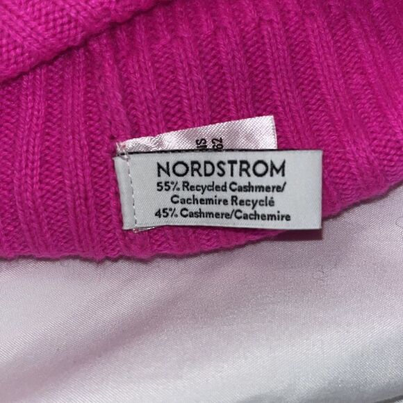 NWT NORDSTROM  WOMENS CASHMERE KNIT BEANIE HOT PINK NWT - Picture 5 of 7